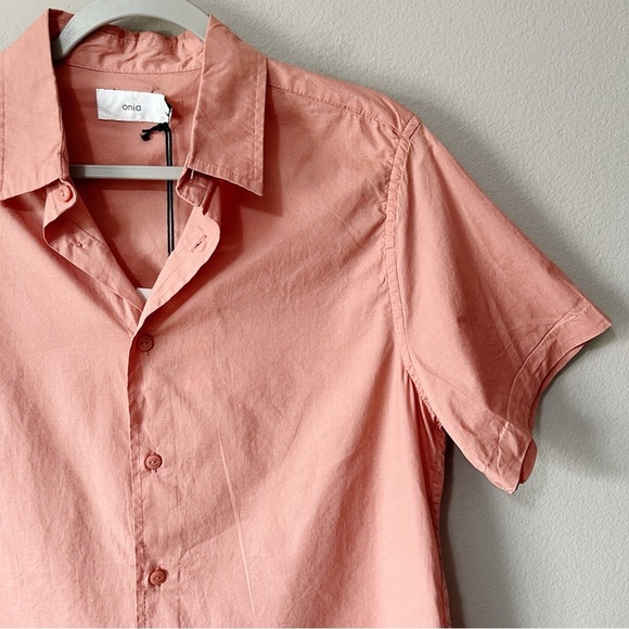 Onia Men's Garment Dye Poplin Shirt Button Front Rose Dawn Size Medium Cotton - Picture 3 of 10